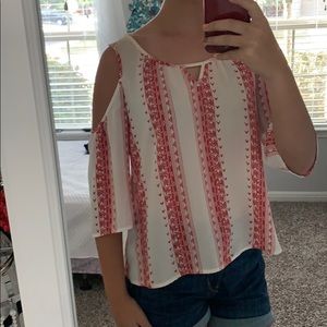 Red and white blouse